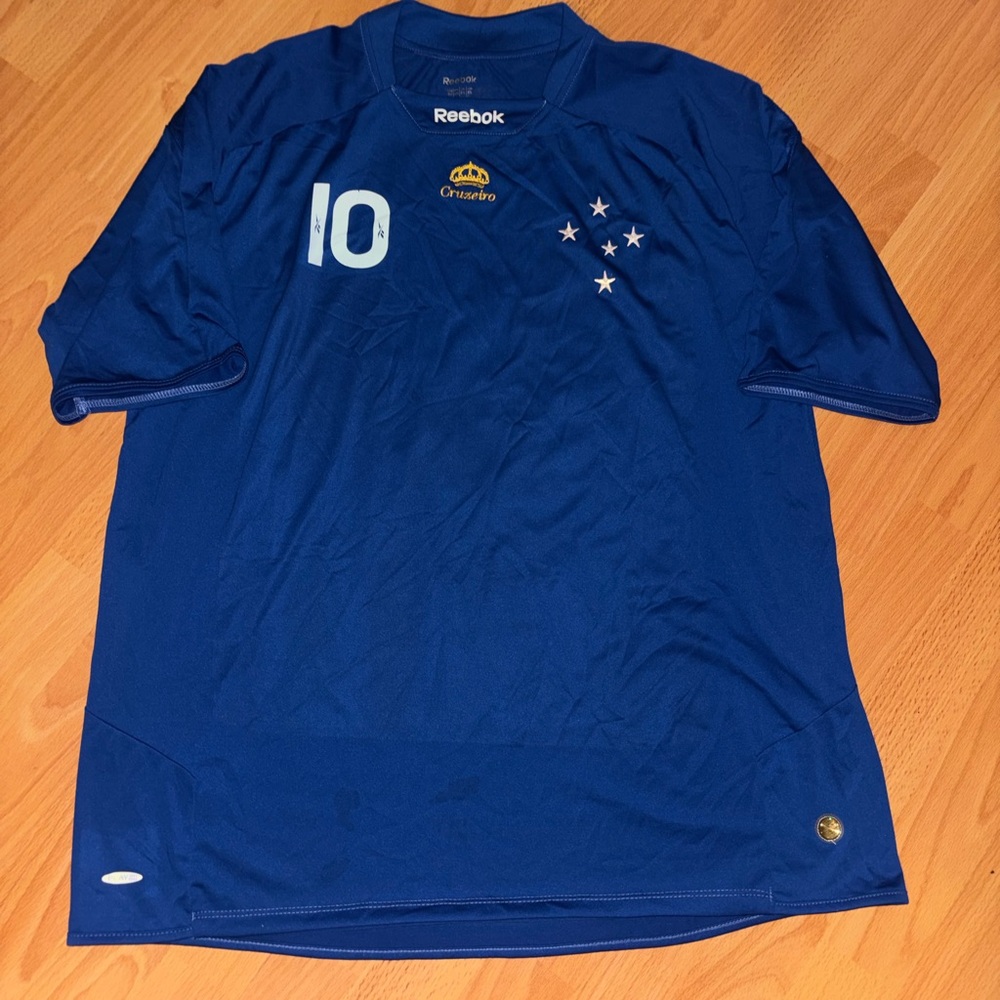 Reebok 2009 Cruzeiro Home Blue Soccer Jersey #10 Size XL